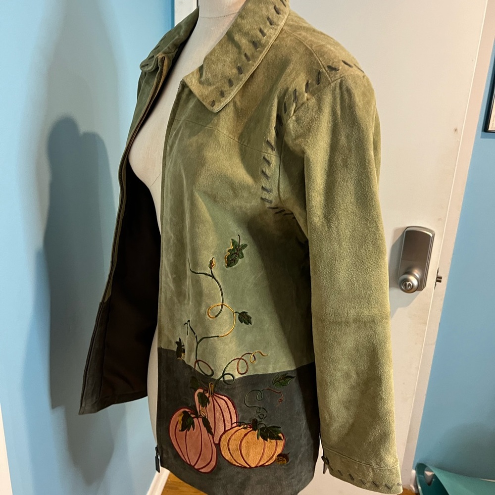 Quacker Factory size large pumpkin jacket suede leather jacket - Picture 4 of 9